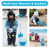 CHEERBANK Beach Buckets and Shovels for Kids, 3 Packs Long Plastic Shovels and Castle Sand Pails, Heavy Duty Sandbox Toys for Digging, Sandcastle Building Summer Outdoor Gift view 3