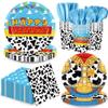 Detanpoly 192pcs Cartoon Story Paper Plates Napkins Toy Birthday Party Supplies Blue Sky Cloud Disposable Tableware Set for Kids Birthday Party Decorations Serve 24 Guests view 1