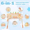 Ranqibo Wooden Activity Table, 6-in-1 Montessori Activity Table for Toddlers, Activity Center for Babies Aged 13, Sensory Toys, for Boys and Girls 1+ Years Old view 3