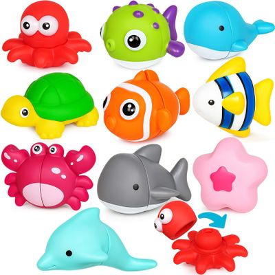 FQKIOMY Montessori Toddler Learning Toys for Boys Girls Ages 1-2 Year Old,Fun Little People Ocean Animals Figures Sorting Matching Sensory Toy Gift for Birthday Easter Christmas