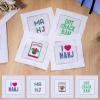 BruinBang 8 Pcs Mahjong Embroidered Napkins, 6 x 6 in Linen White Cocktail Napkins with Letter Patterns, Mahjong Cloth Coasters for Party Game Night Bridal Shower Bar Favor Table Decoration Gift view 1