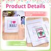 BruinBang 8 Pcs Mahjong Embroidered Napkins, 6 x 6 in Linen White Cocktail Napkins with Letter Patterns, Mahjong Cloth Coasters for Party Game Night Bridal Shower Bar Favor Table Decoration Gift view 3