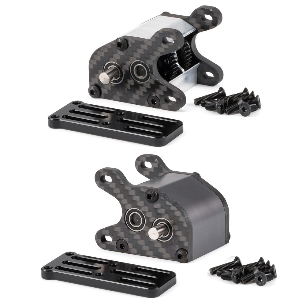 Aluminum Ultralight Dual Motor Transmission LCG Transmission Gearboxes 48P Overdrive Dig Tiny Gearbox for 1/10 RC Crawler LCG Sporty Cheater Rig (Gray)