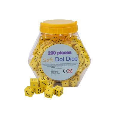 Relaxdays Whisper Dice, Set of 200, 2 cm, School & Nursery, Foam, Quiet Play Dice, Children's Dice, Yellow