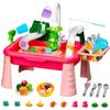 Kids Water Table, 4-in-1 Indoor Outdoor Toy with Running Water Sink, Fishing Game, Kitchen Playset & Slide, Sensory Activity Table for Toddlers 1-4 Years Old, Backyard Beach Camping Water Toy Gift view 1