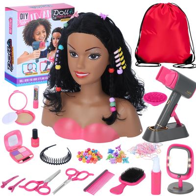 3-in-1 Doll Head for Hair Styling Kids with Storage Bag for Girls 3-8