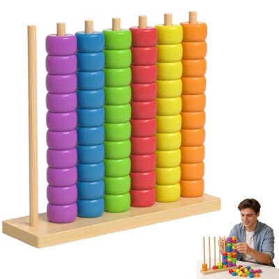 Color Matching Stacking Puzzle Game, Fast Pattern Challenge Ring Stack Puzzle for 2 Players, Competitive Tabletop Brain Teaser for Family Game with Racks, Rings