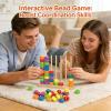 Color Matching Stacking Puzzle Game, Fast Pattern Challenge Ring Stack Puzzle for 2 Players, Competitive Tabletop Brain Teaser for Family Game with Racks, Rings view 4
