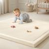 Goyuu Ultra Soft 1.3" Thick Baby Play Mat for Floor, 79x79 Playpen Mat Elasti-Foam Padded Crawling Mat for Babies, Toddlers, Infant, Kids, Non-Slip Backing Safe for Tummy Time, Beige view 1