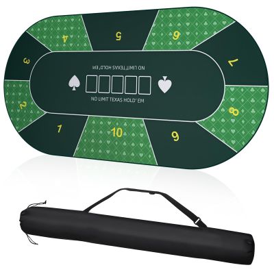 YOMEYOT Poker Table Top 70 x35 inch Texas Poker Mat for Table Playing Blackjack Casino Home Card Game Night UP to 10 Player Smooth Surface Non Slip Poker Table Mat Carry Case (Oval-Green)
