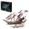 XMalNexity 3D Steampunk Pirate Ship Puzzle,Wooden DIY Model Kit with Mortise-Tenon Bamboo Craft, Home Office Desk Decor, Ideal for Adult Collectors (Purple) 400+PCS view 1
