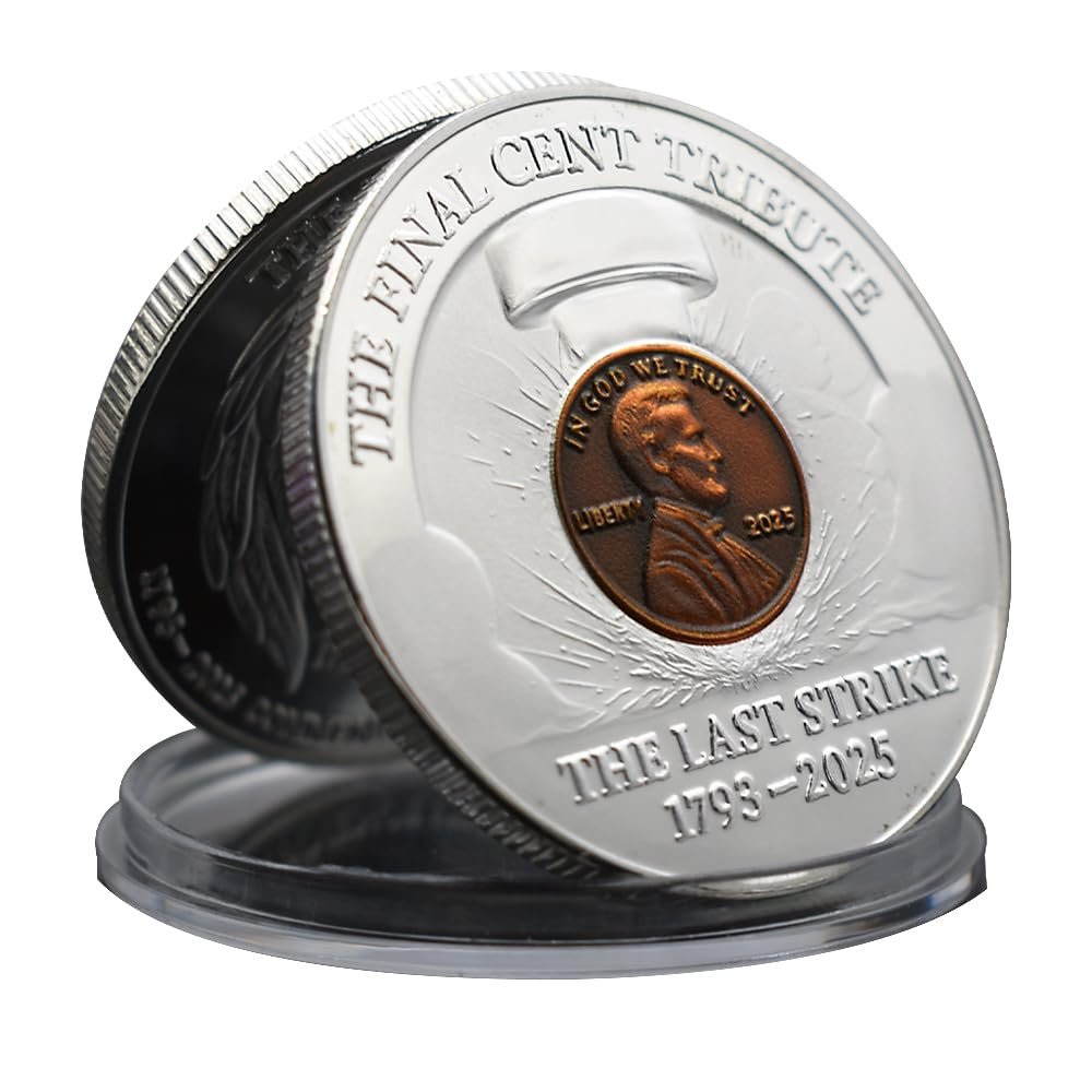 2025 The Last Cent Commemorative Coin, Lincoln Penny Final Issue Tribute 17932025, Double-Sided American Memorial Collectible Challenge Coin, 40mm Coin Collector Gift (Style 8-1pc)