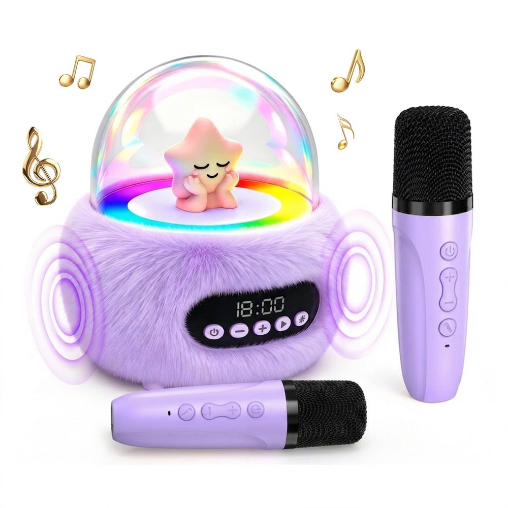 Wonovate Hi-Fi Karaoke Machine for Kids: Voice Loud and Clear - No Echo - Portable Mini Bluetooth Speaker with 2 Wireless Microphones - Rechargeable - 3-12th Birthday Singing Party Gifts Toy
