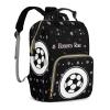 Joyestore Personalized Soccer Star Black Custom Mom Bag with Name,Dad and Mom Diaper Backpack Waterproof Baby Shower for Boys Girls view 2