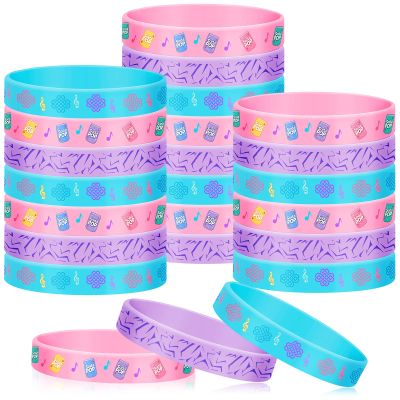 Vinsot 24 Pcs Kpop Party Favors Rubber Bracelets Birthday Return Gifts Silicone Wristbands Kpop Party Decorations Gift Rave Music Festivals Trinkets