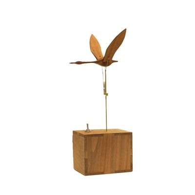 ROUASD Wooden Swan Dynamic Motion Desktop Display Walnut Beech Handcrafted Mechanical Desk Decoration Elegant Flying Bird Stress Relief Decor Piece for Adults Home Office