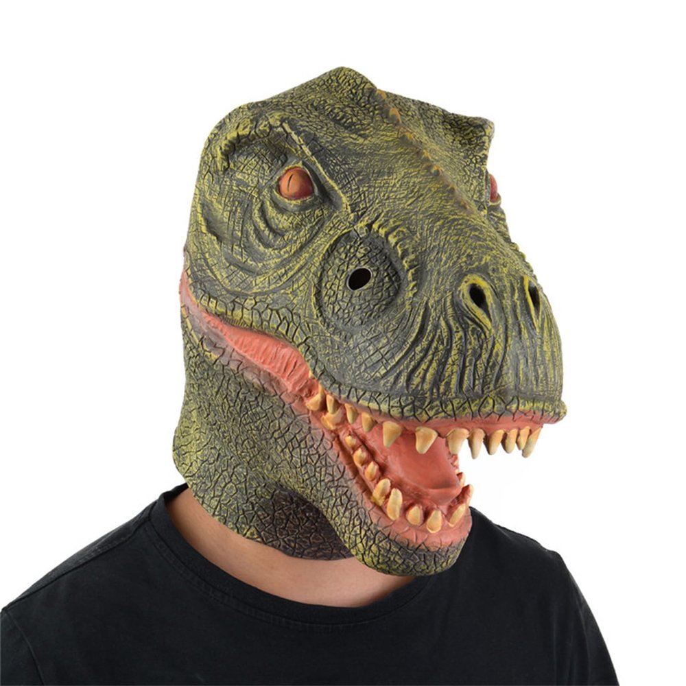 Full Head Open Mouth Dinosaur Mask,Realistic Tyrannosaurus Dino Head Mask,Scary Dino T-rex Headgear Costume for Halloween Christmas Role-Play Party,Horror Dinosaur Head Masks Outfit