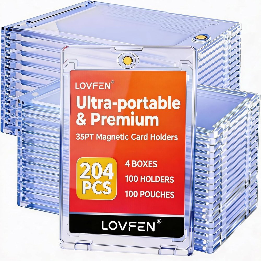 100ct Magnetic Card Holders for Trading Cards, 35pt Hard Cards Sleeves Case, U-V Protection& Waterproof Hard Plastic Card Protectors Fit for MTG Cards, Sports Cards, Baseball Cards, Game Cards