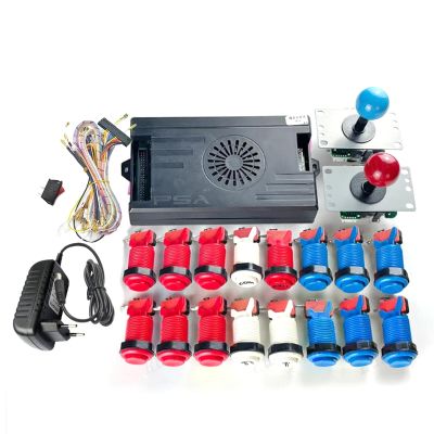 9800 in 1 DX Special Plus DIY Kit 8 Way Joystick Happ Style Push Button Arcade Game Console Cabinet Bartop (Red Blue)