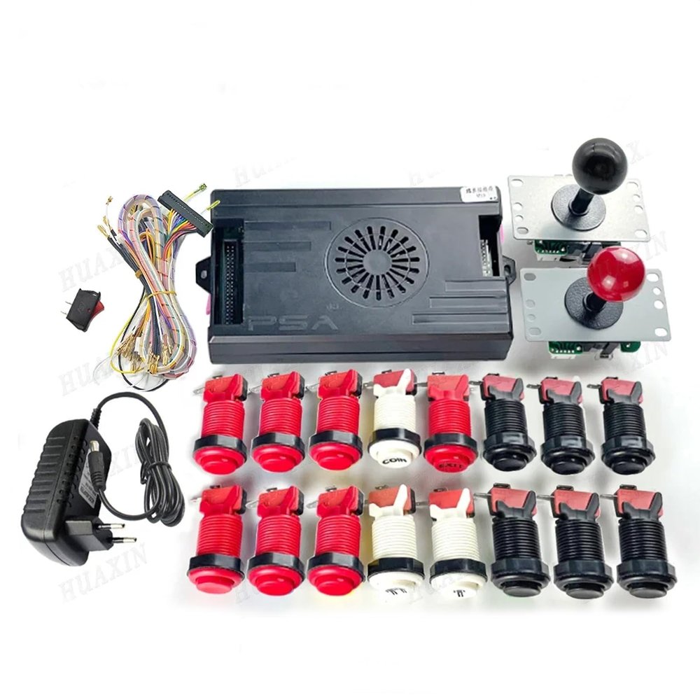 9800 in 1 DX Special Plus DIY Kit 8 Way Joystick Happ Style Push Button Arcade Game Console Cabinet Bartop (Red Black)