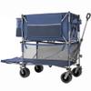 Heavy-Duty Double-Layer Collapsible Wagon with All-Terrain Wheels and Reliable Brake System for Outdoor Transport, Camping, Sports, and More (Dark Blue + Steel) view 1