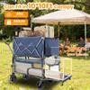Heavy-Duty Double-Layer Collapsible Wagon with All-Terrain Wheels and Reliable Brake System for Outdoor Transport, Camping, Sports, and More (Dark Blue + Steel) view 2