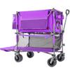 Heavy-Duty Double-Layer Collapsible Wagon with All-Terrain Wheels and Reliable Brake System for Outdoor Transport, Camping, Sports, and More (Purple + Steel) view 1