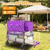 Heavy-Duty Double-Layer Collapsible Wagon with All-Terrain Wheels and Reliable Brake System for Outdoor Transport, Camping, Sports, and More (Purple + Steel) view 2