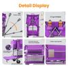 Heavy-Duty Double-Layer Collapsible Wagon with All-Terrain Wheels and Reliable Brake System for Outdoor Transport, Camping, Sports, and More (Purple + Steel) view 3