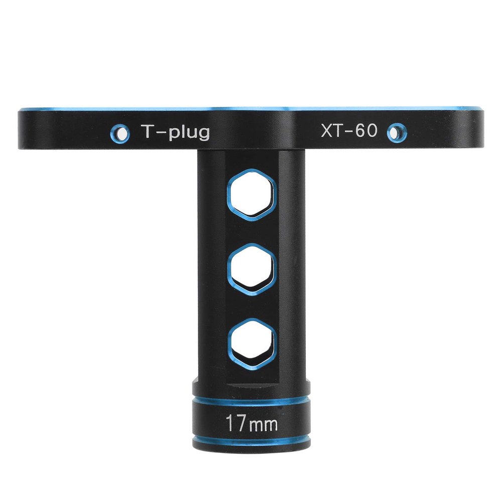 17mm RC Hex Nut Socket, Aluminum Alloy T - Handle Wrench for 1/8 RC Off - Road Racing Car, Durable Rust - Proof Tire Nut Removal Tool with Ergonomic Grip for RC Repair and Maintena (Blue)