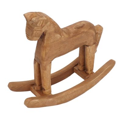 Alomejor Handcrafted Pine Wooden Rocking Horse Decor Durable Toy for Home Office Showcase for Kids Living Room Shop Decoration 7.3inch Trojan Horse