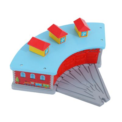 harayaa Train Station Garage Toy Train Shed House Train Track Accessories Railway Layout Prop Made of MDF and pp Material Suitable for Childrens Indoor