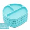 Bumkins Toddler and Baby Suction Plates, Silicone Divided Grip Dishes for Babies and Kids, Baby Led Weaning, Children Supplies, Non Skid Bottom, Platinum Silicone, 6 Months Up, Blue 4-pack view 2