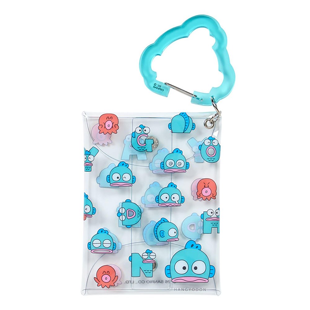 Sanrio 753602 Clear Pouch with Carabiner (Hangyodon Bad Batsuru, Funny Face Design), for Ages 3 and Up