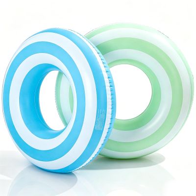 2 Pack Pool Floats for Adults Pool Swim Tubes Rings(35 inch) -Big Inflatable Pool Floaties Beach Swimming Rings for Adults Raft Floaties Summer Water Fun (Blue-Green)