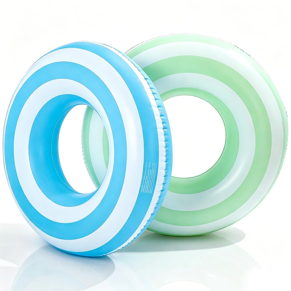 2 Pack Pool Floats for Adults Pool Swim Tubes Rings(35 inch) -Big Inflatable Pool Floaties Beach Swimming Rings for Adults Raft Floaties Summer Water Fun (Blue-Green)