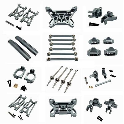 COMODO Metal Swing Arm Steering Cup Hub Carrier Link Rod Shock Tower Drive Shaft Set Compatible with 1/10 10208 V1 V2 RC Car(Gray)