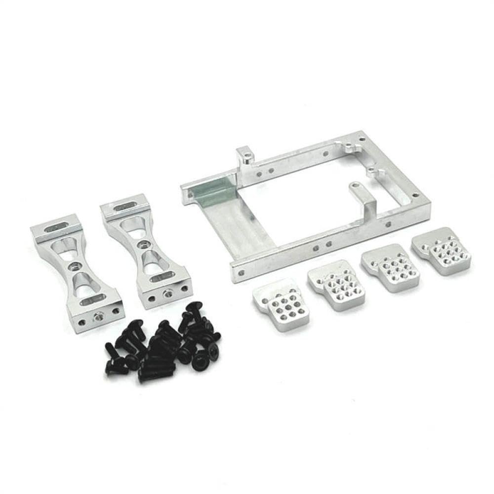 Compatible with RC Car Models C14 C24 B14 B24 MN MN99S Metal Servo Mount Bracket Beam Crossbeam Shock Tower Set Upgrade Parts Accessories(Silver)