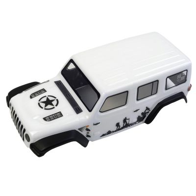 1/24 RC Crawler Body,132.5mm Wheelbase Jeep Wrangler Shell Soft Shell, for AXIAL SCX24 1/24 RC car Shell Modification Parts Upgrade (White, with Stickers)