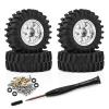 0.7 Inch RC Crawler Tires and Wheels Set 3614mm for 1/30 Scale Axial SCX30 (Silver) view 1