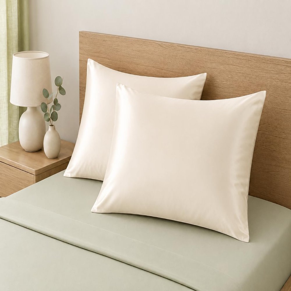 Youth Pillowcases 16x22 Pack of 2 100% Tencel Lyocell Eucalyptus Cooling Pillowcases, Moisture-Wicking Vegan Silk Alternative for Hair & Skin, Envelope Closure (Size-16x22, Oat Milk)