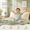 Youth Pillowcases 16x22 Pack of 2 100% Tencel Lyocell Eucalyptus Cooling Pillowcases, Moisture-Wicking Vegan Silk Alternative for Hair & Skin, Envelope Closure (Size-16x22, Oat Milk) view 2