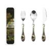3-Piece Kids Silverware Set With Storage Case, Stainless Steel Reusable Children Safe Knife Spoon Fork Set Scenery In The Window Children Flatware Set For Kids Lunch Box view 1