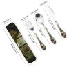 3-Piece Kids Silverware Set With Storage Case, Stainless Steel Reusable Children Safe Knife Spoon Fork Set Scenery In The Window Children Flatware Set For Kids Lunch Box view 2
