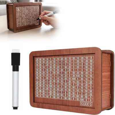 Cash Safe-Deposit Box Wooden Savings Box New Wooden Money Saving Box with Money Saver with Money Target Ideal Money Saving Box for Adults Save Up to 10 000 Dollars Great for Budgeting Goals.