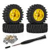 0.7 Inch RC Crawler Tires and Wheels Set 3614mm for 1/30 Scale Axial SCX30 (Gold) view 1