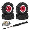0.7 Inch RC Crawler Tires and Wheels Set 3614mm for 1/30 Scale Axial SCX30 (Red) view 1