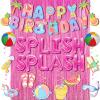 32Pcs Splish Splash Birthday Decorations, Pool Beach Party Decorations Happy Birthday Banner Beach Ball Fringe Curtain Hanging Swirls for Girl Swimming Luau Tropical Hawaii Summer Birthday Bash Party Supplies view 1