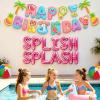 32Pcs Splish Splash Birthday Decorations, Pool Beach Party Decorations Happy Birthday Banner Beach Ball Fringe Curtain Hanging Swirls for Girl Swimming Luau Tropical Hawaii Summer Birthday Bash Party Supplies view 2