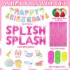 32Pcs Splish Splash Birthday Decorations, Pool Beach Party Decorations Happy Birthday Banner Beach Ball Fringe Curtain Hanging Swirls for Girl Swimming Luau Tropical Hawaii Summer Birthday Bash Party Supplies view 3